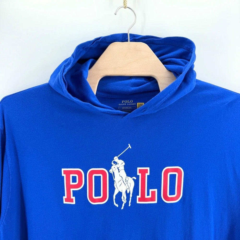 Polo Ralph Lauren Big Pony Graphic Hoodie 4XLT Cotton Blue Light Weight Tall Men